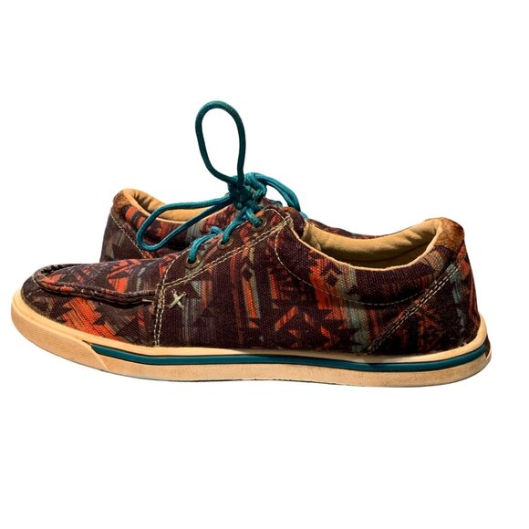 Twisted X Hooey Lopers Men's Size 7 Aztec Print Casual Shoes Teal Laces Festival - Picture 8 of 9